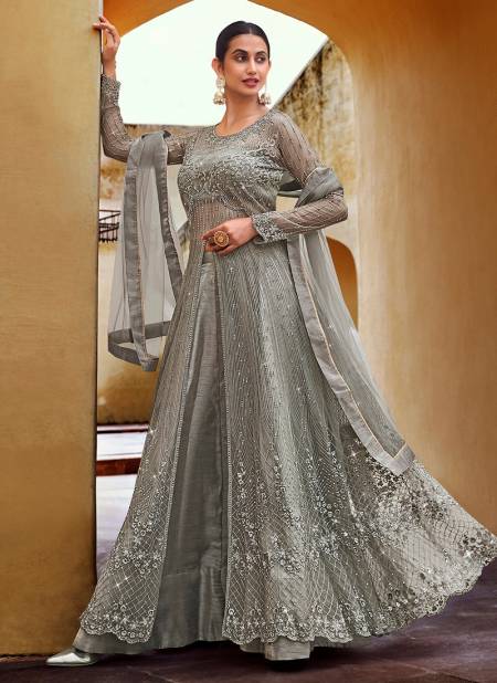 Gray Colour Designer Exclusive Festivel Wear Heavy Embroidery Latest Gown Collection 10062